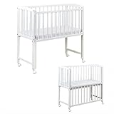 Baby Delux Beistellbett Babybett weiß 90x40 cm Stubenwagen höhenverstellbar mit Rädern...