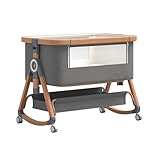 GLOKID 3in1 Baby Beistellbett Reisebett, Babybetten, Mit Rollen, Sechs Ebenen Stufen...