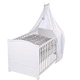 roba Babybett Set Little Stars - 70 x 140 cm - Kinderbett mitwachsend / umbaubar +...
