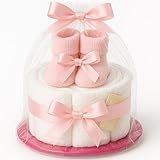 Windeltorte Mädchen in Rosa mit Babysocken, Geschenke zur Geburt für die Mutter, Taufe...