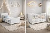 Baby Happy Bliss Nelly Babybett 120x60 cm – Kinderbett – Weiß – Buchenholz –...