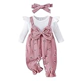 Beauace Baby Mädchen Outfits Neugeborene Langarm Tops Schleife Blumen Druck Outfit Set...