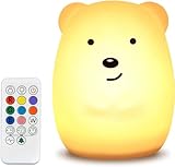 LED Nachtlicht Kinder 9 Farben Fernbedienung Nachtlampe Baby Nachtleuchte aus Silikon mit...