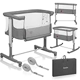 Lionelo Aurora 3 in 1 Babybett bis 9 kg, Beistellbett, Wiege, Höhenverstellug und...