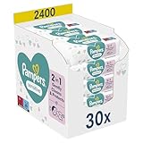 Pampers Sensitive Feuchttücher 30 Packungen mit 80 Stück, 2400 Feuchttücher, ohne Duft,...