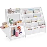 SONGMICS Bücherregal Kinder, Kinderregal, Spielzeugregal, Bücher-Organizer, mit...