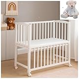 Baby Delux Baby Beistellbett weiß 90x40 cm Babybett Stubenwagen höhenverstellbar mobil...