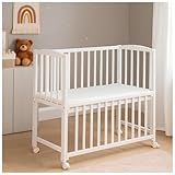Baby Delux Baby Beistellbett weiß 90x40 cm Babybett Stubenwagen höhenverstellbar mobil...