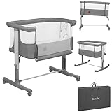 Lionelo Aurora 3 in 1 Babybett bis 9 kg, Beistellbett, Wiege, Höhenverstellug und...