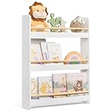 SONGMICS Bücherregal Kinder, Kinderregal mit 3 Ebenen, Spielzeugregal, Wandregal, für...