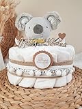 Windeltorte klein mit Kuscheltier Boho Vintage Stil | Geschenk zur Geburt | Made in...