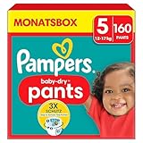 Pampers Windeln Pants Größe 5 Baby-Dry, 160 Windeln, 12kg-17kg, 360° Fit hilft,...