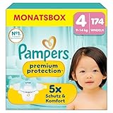 Pampers Premium Protection Größe 4, 174 Windeln, 9kg-14kg, unser Nr. 1 Haut- und...