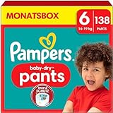 Pampers Windeln Pants Größe 6 (14-19kg) Baby-Dry, Extra Large mit Stop- und Schutz...