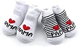 Distinct® Baby Baumwollsocken Süße Socken Ich Liebe Mama + Ich Liebe Papa Neugeborenes...