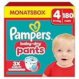 Pampers Windeln Pants Größe 4 Baby-Dry, 180 Windeln, 9kg-15kg, 360° Fit hilft,...