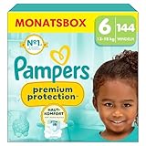 Pampers Premium Protection Größe 6, 144 Windeln, 13kg-18kg, Doppelter Schutz für die...