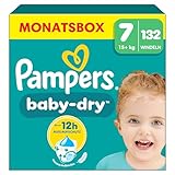 Pampers Baby-Dry Größe 7, 132 Windeln, 15kg+, Bis zu 100% Auslaufschutz & Komfort die...