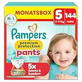 Pampers Premium Protection Pants Größe 5, 144 Windeln, 11kg-17kg, mit 360° Passform und...