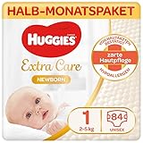 Huggies Newborn Baby Windeln Größe 1, 2 bis 5 kg, Für Neugeborene, Mit Nässeindikator,...