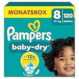 Pampers Baby-Dry Größe 8, 120 Windeln, 17kg+, bis zu 100 Prozent Auslaufschutz und...