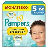 Pampers Premium Protection Größe 5, 152 Windeln, 11kg-16kg, Doppelter Schutz für die...