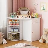 Eck-Wickeltisch mit abnehmbarer Wickelaufsatz Wickelkommode mit 2 Kommode & 3 offener...