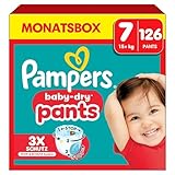 Pampers Baby-Dry Pants Größe 7, 126 Windeln, 15kg+, 360grad Passform hilft, Auslaufen zu...