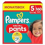 Pampers Windeln Pants Größe 5 (12-17kg) Baby-Dry, Junior mit Stop- und Schutz...