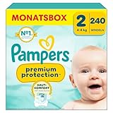 Pampers Premium Protection Größe 2, 240 Windeln, 4kg-8kg, Doppelter Schutz für die Haut...