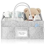 AJIEQAQ Wickeltisch Organizer Filz Grau - Baby Windelcaddy mit Flexiblen Fächern &...