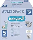 babylove Windeln Premium aktiv plus Größe 5, junior 12-25kg, Jumbo Pack, 2x36 Stück, 72...