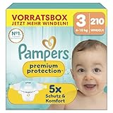 Pampers Premium Protection Größe 3, 210 Windeln, 6kg-10kg, unser Nr. 1 Haut- und...