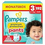 Pampers Premium Protection Pants Größe 3, 192 Windeln, 6kg-11kg, Mit 360° Passform und...
