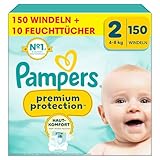 Pampers Premium Protection Größe 2, Windeln, 4kg-8kg, Doppelter Schutz für die Haut und...