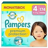 Pampers Baby Windeln Größe 4 (9-14kg) Premium Protection, Maxi, 174 Stück, MONATSBOX,...
