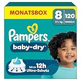 Pampers Baby-Dry Größe 8, 120 Windeln, 17kg+, bis zu 100 Prozent Auslaufschutz und...