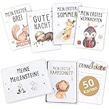 Marvelights Meilensteinkarten Baby – 50 Karten im Boho Stil mit Geschenkbox, Geschenk...