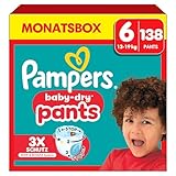 Pampers Baby-Dry Pants Größe 6, 138 Windeln, 13kg-19kg, 360 Grad Celsius Passform hilft,...