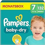 Pampers Windeln Größe 7 (15kg+) Baby-Dry, Extra Large, MONATSBOX, bis zu 12 Stunden...