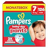 Pampers Baby-Dry Pants Größe 7, 126 Windeln, 15kg+, 360° Passform hilft, Auslaufen zu...