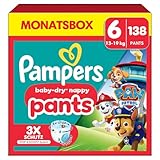 Pampers Baby-Dry Pants Paw Patrol Edition Größe 6, 138 Windeln, 13kg-19kg, 360°...